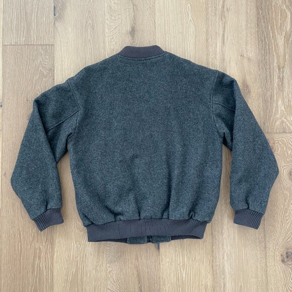 Vintage Eddie Bauer Bomber Jacket Men Large 80s 90s Gray Wool Elbow Patch - Picture 8 of 14